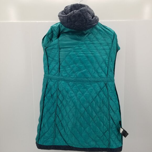 THE NORTH FACE Thermoball  Quilt Jacket Blue Womens Trench Coat With Hood Size S - Picture 10 of 13